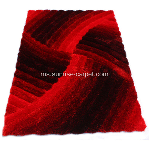Sendat dan reka bentuk 3D Silk karpet Shaggy